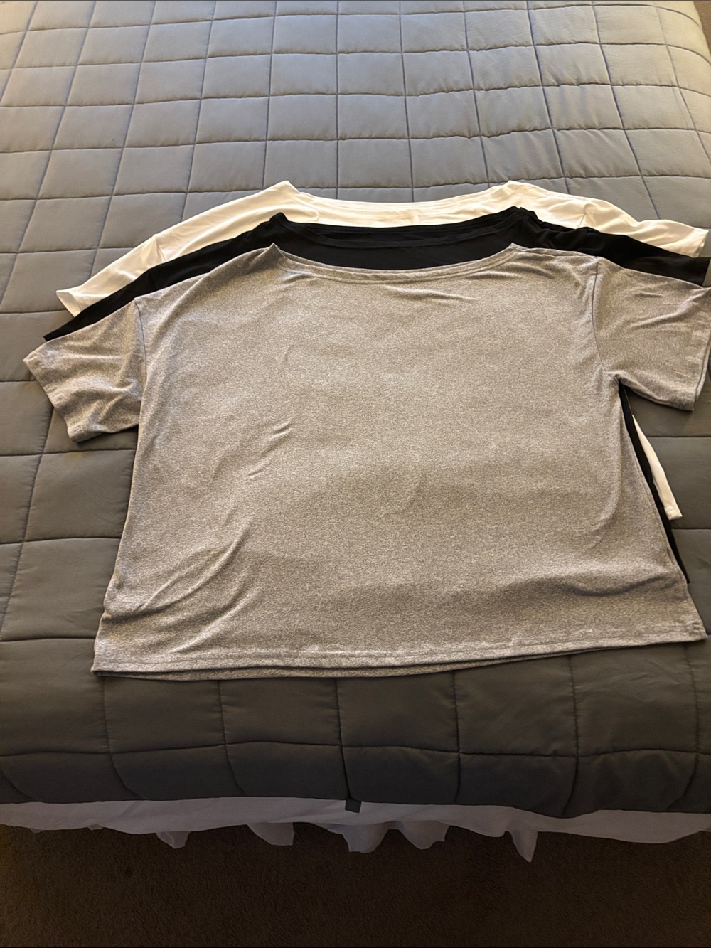 3-Pack off the shoulder tee set — Gray, Black, White